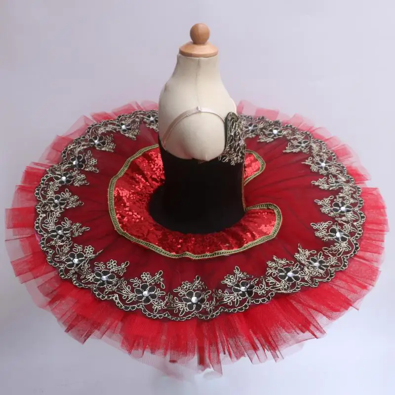 Red Professional Ballet Tutu Ballet Dresses For Adults Child Kids Pancake Swan Lake Ballerina Tutu Ballroom Dance Dress Girl