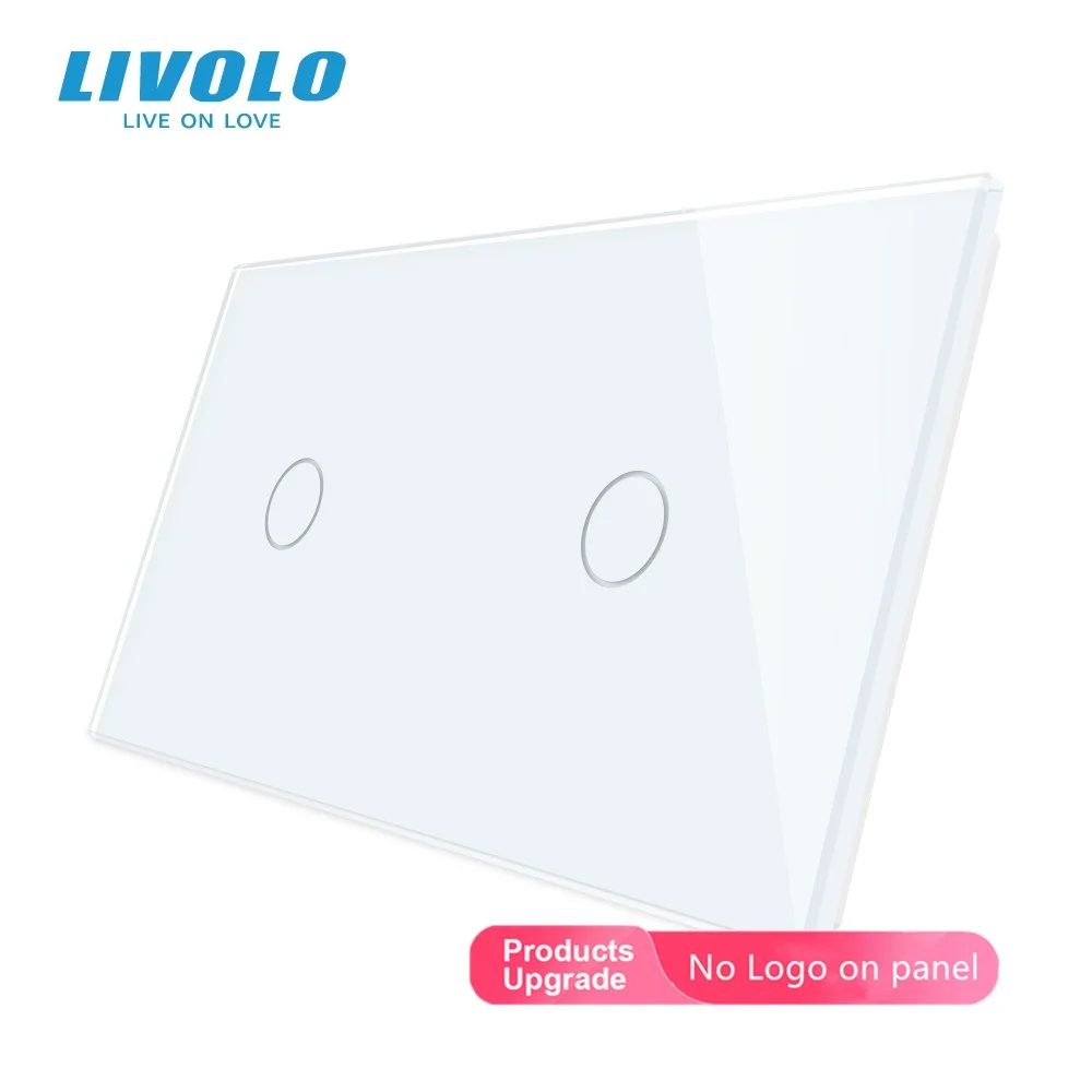 Livolo Luxury Grey Pearl Crystal Glass, 151mm*80mm, EU standard, Double Glass Panel,VL-C7-C1/C1-15