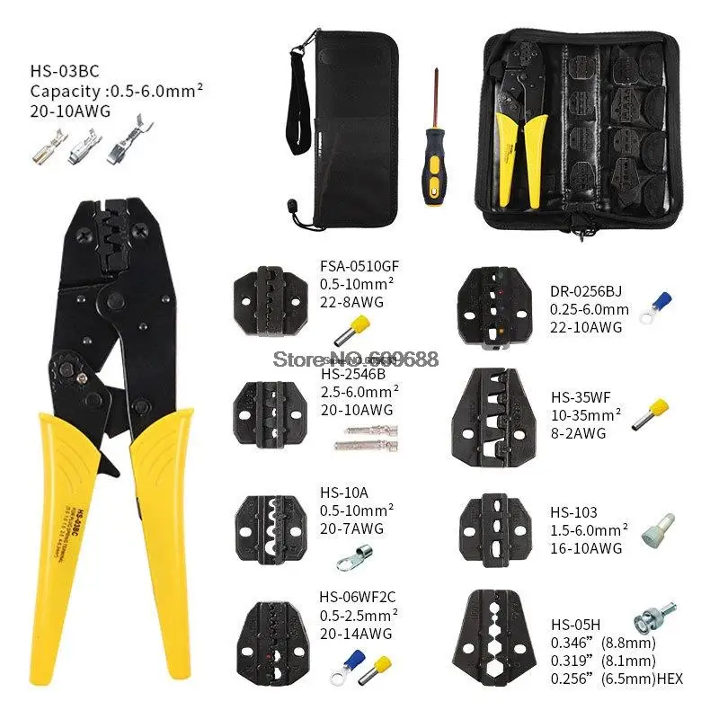 

Crimping Pliers HS-03BC Clamp Tools Cap/coaxial Cable Terminals Kit 230mm Mini COLORS Carbon Steel Multifunctional Electrical