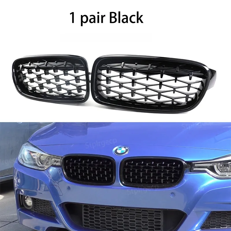 Griglia Calandra A Doppia Stecca Nero Opaco Per BMW Serie 3 F30 F31 F35 (2012-2018) – Paraurti Anteriore, In ABS, Look Aggressivo