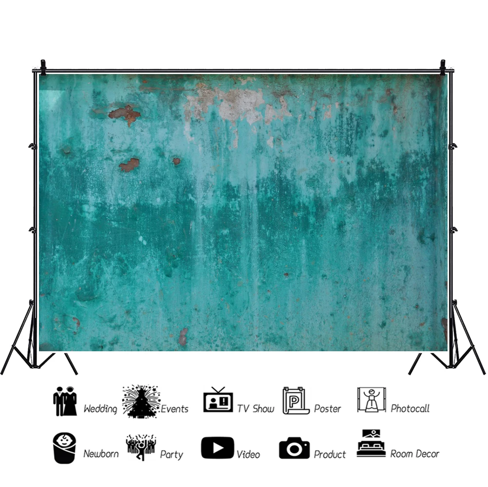 Laeacco Xanh Gradient Xi Măng Tường Chân Dung Bắn Nền Chụp Ảnh Photocall Ảnh Bối Cảnh Cho Studio Ảnh Photophone