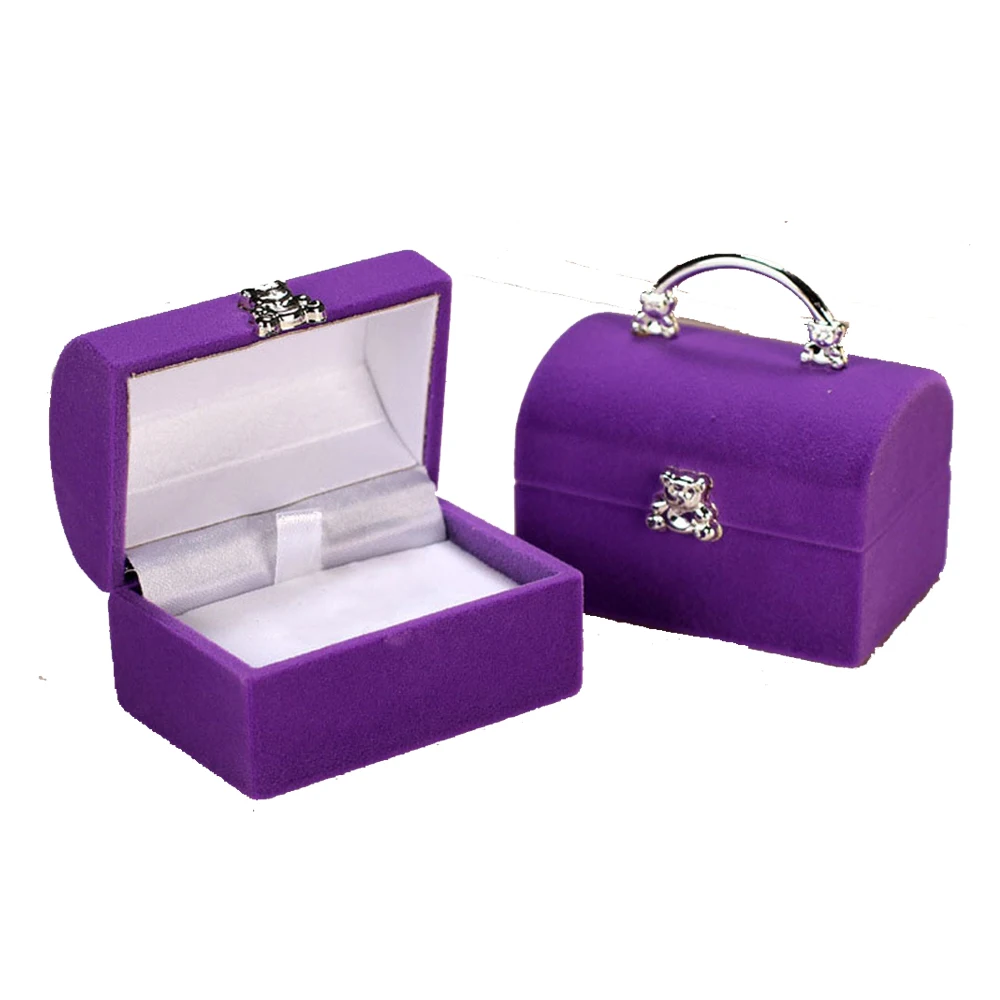 

Square Gift Box Velvet Bear Rings Case Women Earrings Rings Luxury Jewelry Packaging Display Make up Storage Organizer Small Box