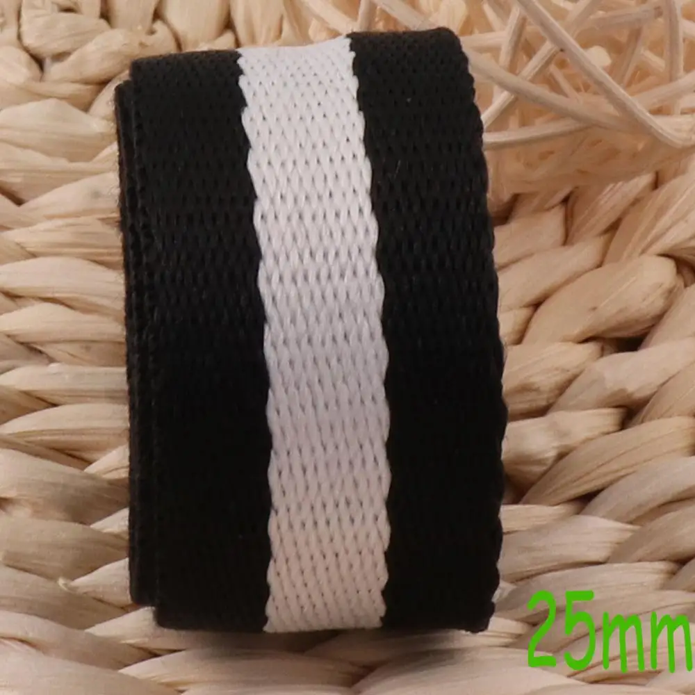 25mm Black White Striped nylon Webbing,1