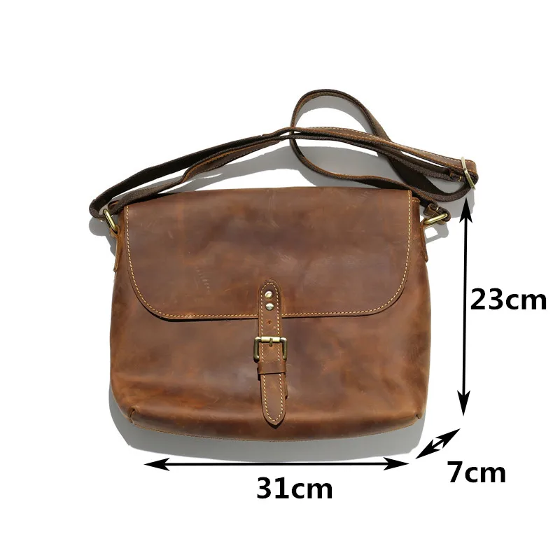 PNDME fashion trend vintage crazy horse cowhide men's shoulder bag outdoor casual daily designer genuine leather messenger bag