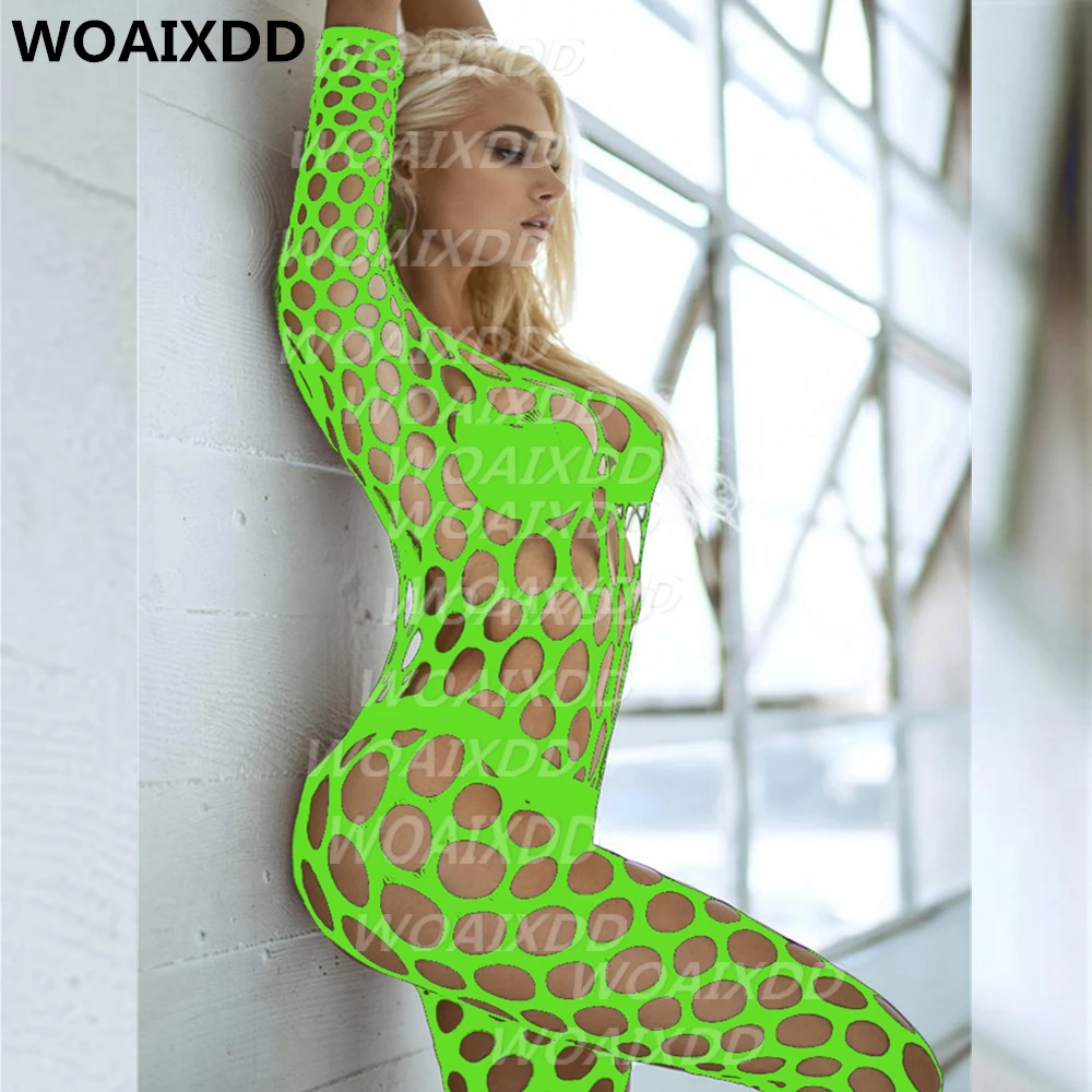 

HOT Lingerie Mesh Body Stocking Plus Size Sexy Nightwear Women Clothing Underwear Nightgown Perforate Sleepwear Porno Costumes