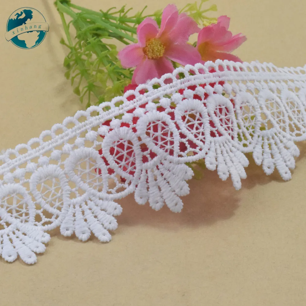 4.5cm White Polyester Lace Embroidery French Ribbon Fabric Guipure Diy Trims Warp Knitting Sewing Accessories Doll Dress#4276