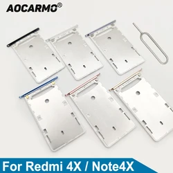 Aocarmo For Xiaomi Redmi 4X / Note 4X Nano Sim Card Holder Tray Dual TF SD Card Slot Replacement Part