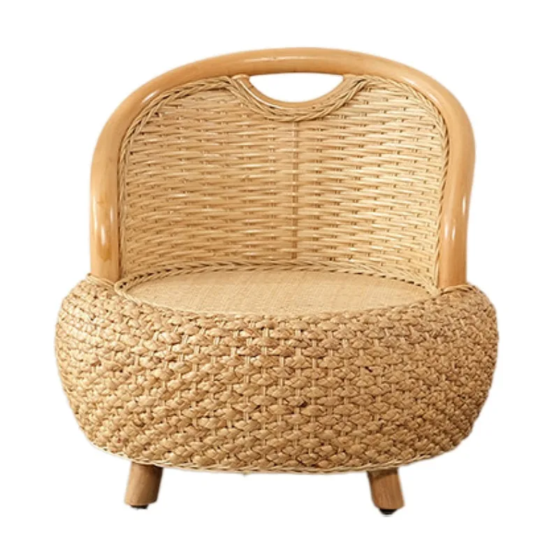 Handmade Straw&Rattan Furniture Tatami Seats Japanese Zaisu Chair for Living Room Asian Traditional Leisure Lazy Floor Seating