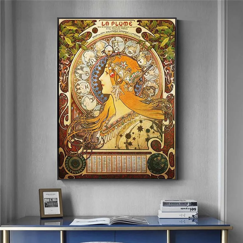 

Alphonse Mucha Famous Illustration art Print on Canvas Posters And Prints Classical Art Nouveau Woman Art Pictures Home Decor