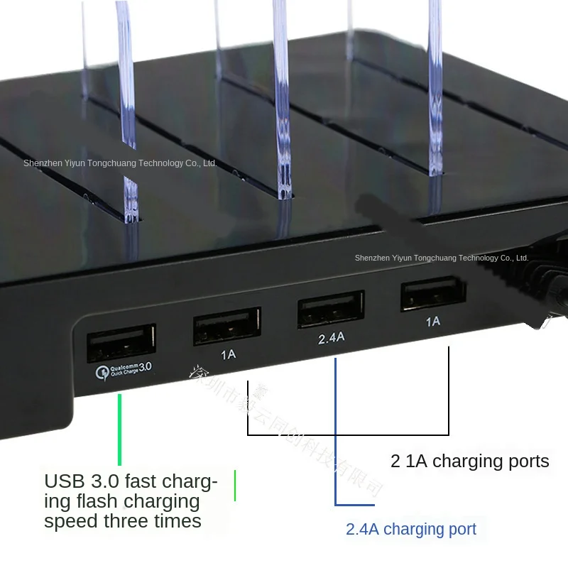 4-port USB Fast Charger Stand 3C Digital Display Charging Head Multi Port charger Station Dock Holder for Phone/Tables/Watch