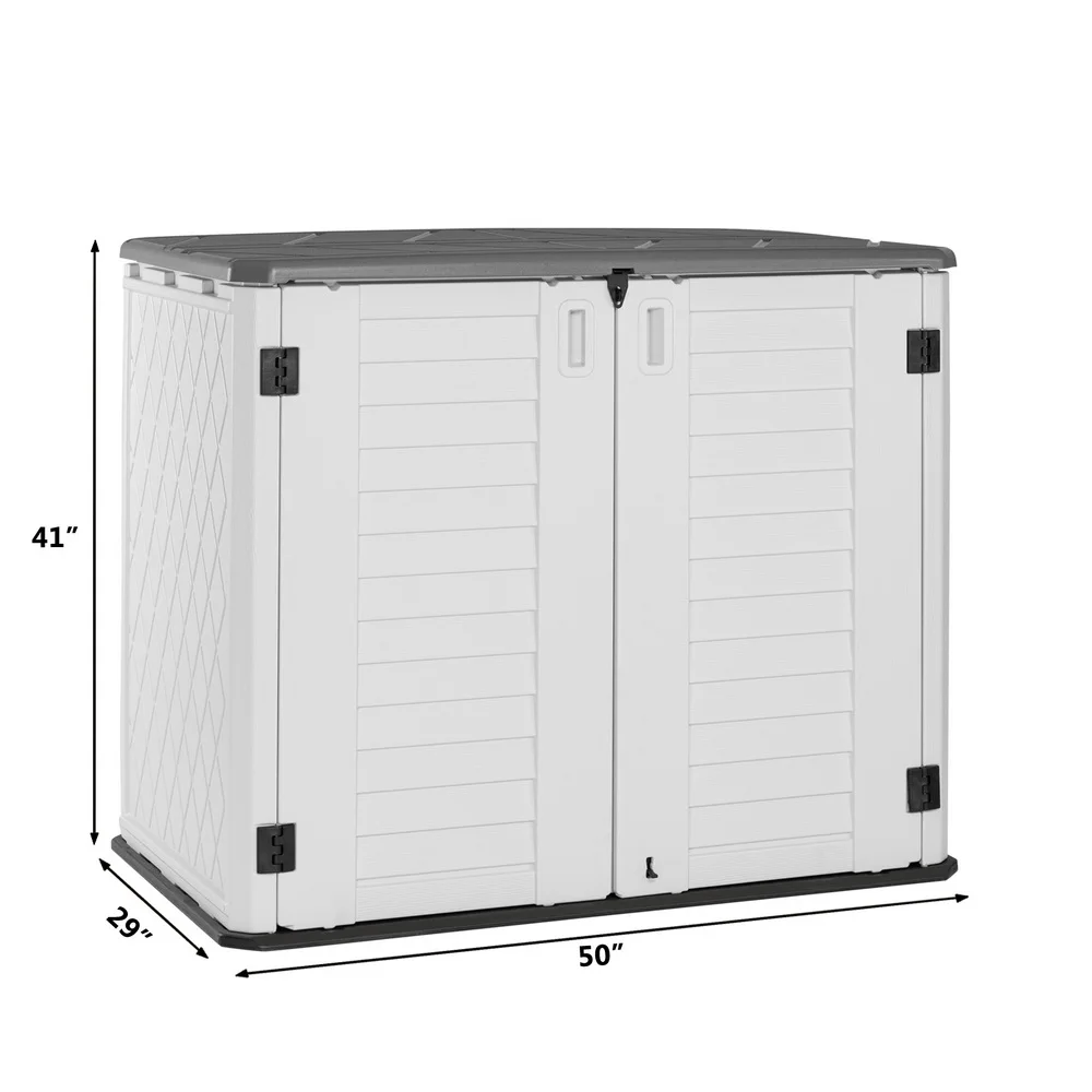 125x73x104CM Courtyard Storage Box Storage Shed Storage Cabinet HDPE Plastic White[US-Stock]