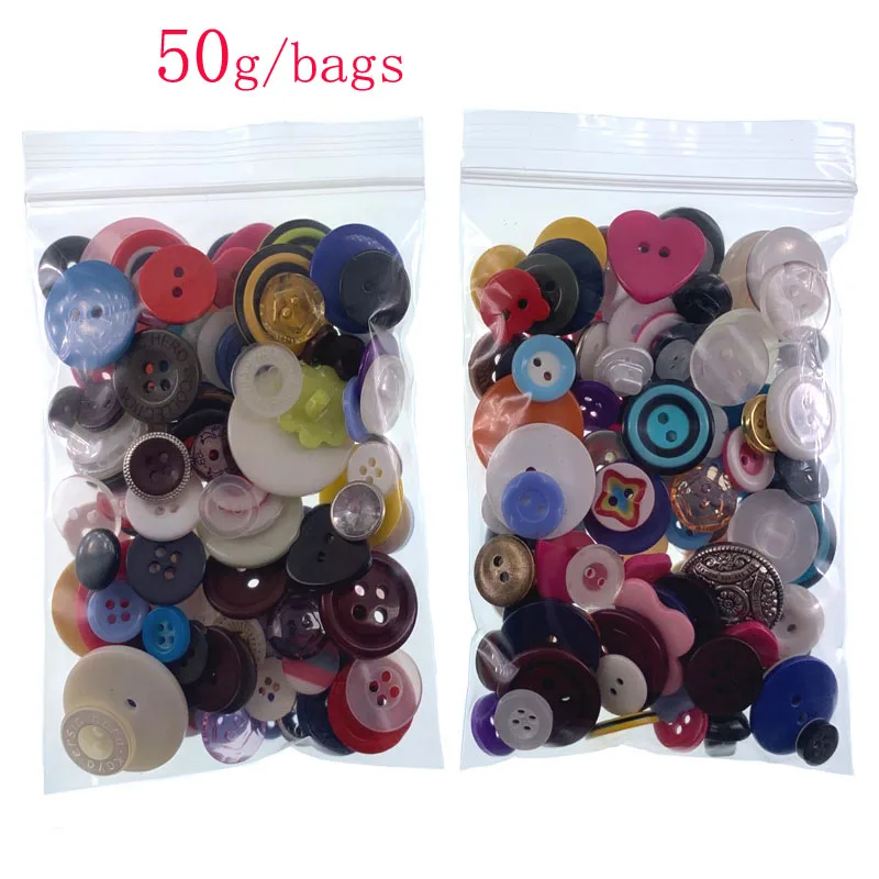 Mixed different size colours Lot 50g Of Assorted resin buttons for clothing sewing scrapbooking button