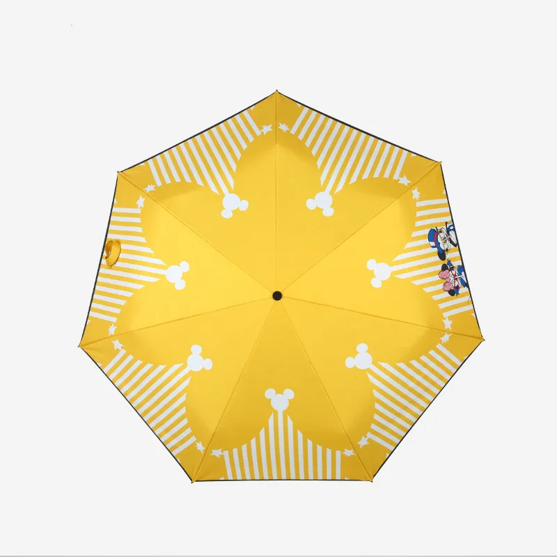 Disney yellow Mickey minnie umbrella Folding Umbrella Student Sunscreen Skid Outdoor Children Umbrella gift high quality