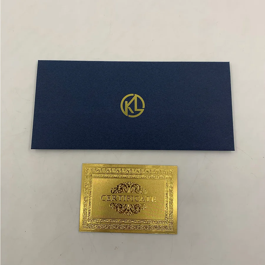 

Blue Color Envelope Paper Material With Gold Hot Stamp Logo For Banknote