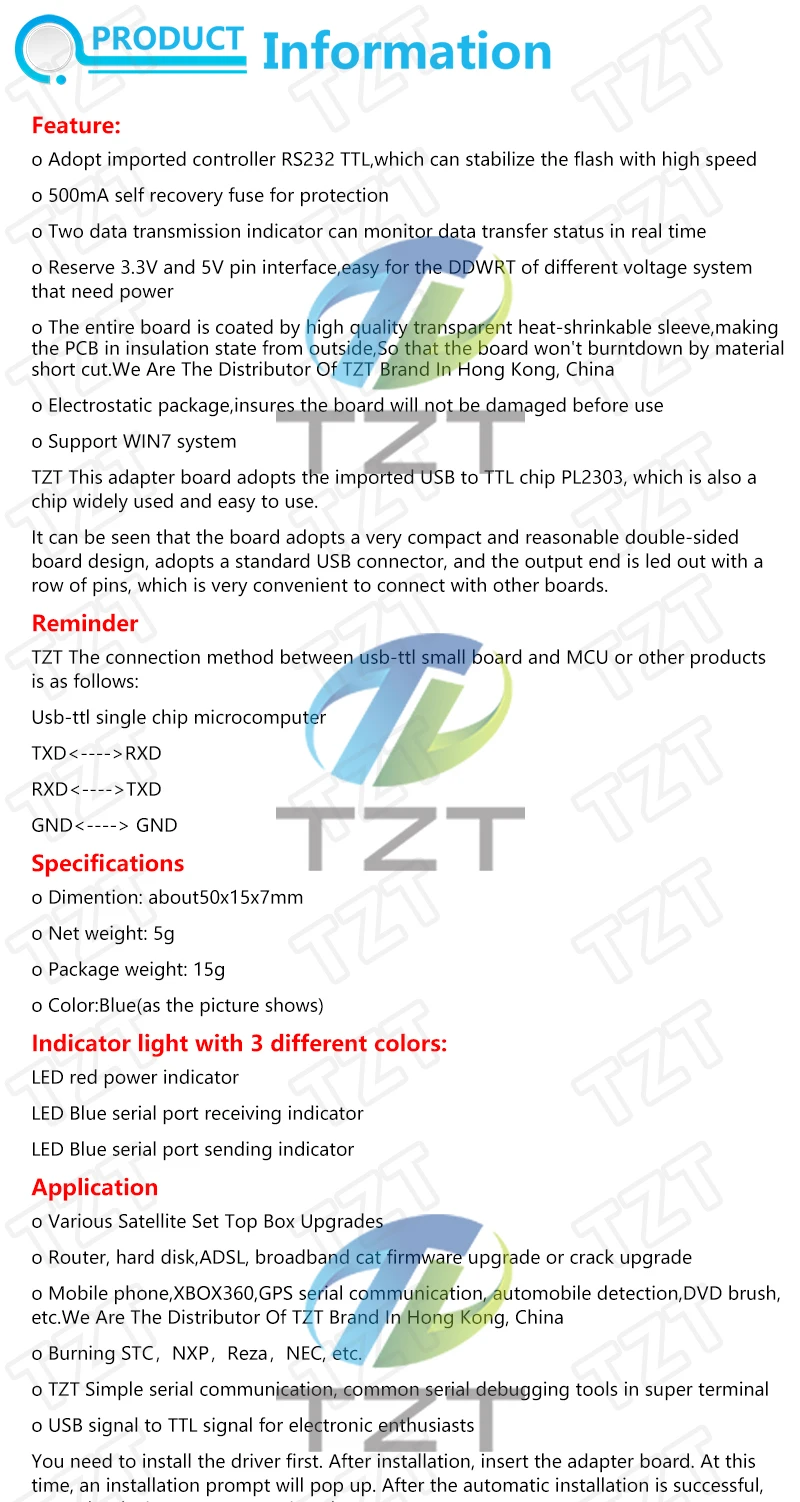 TZT 1/2/5 Stück PL2303 USB zu RS232 TTL Konverter Adapter Modul/USB TTL Konverter UART Modul CH340G CH340 Modul 3,3V 5V Schalter – Detail 1