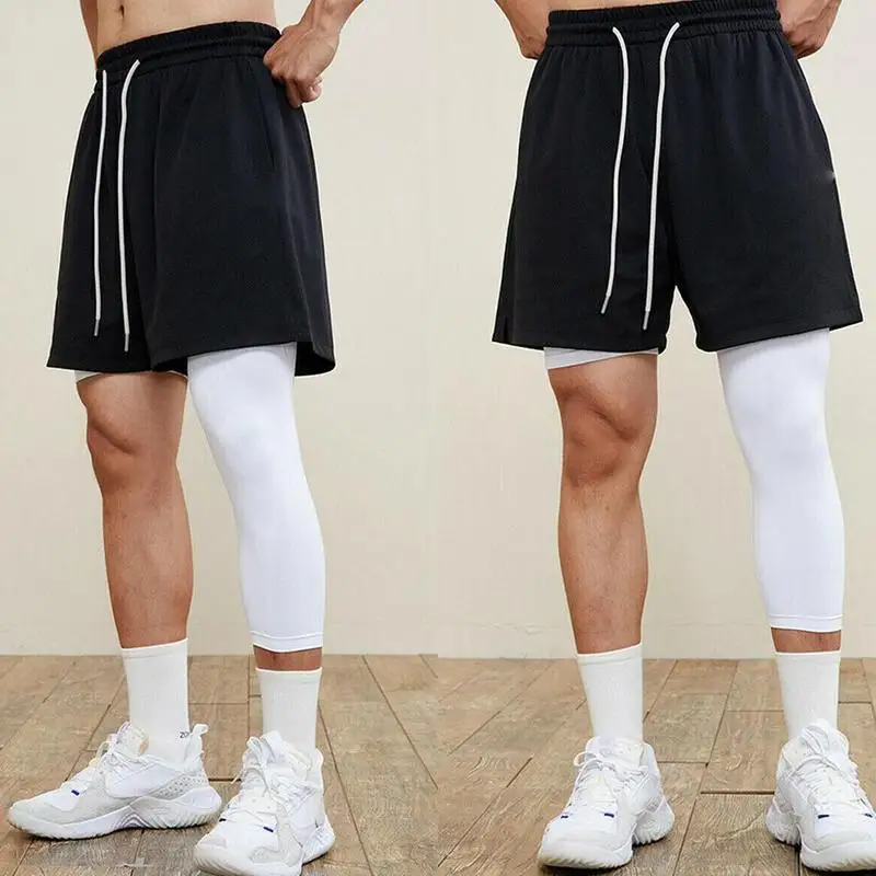 Men's Compression Basketball Tights - Polyester Athletic Base Layer for Sports Training, One leg Running, and Fitness