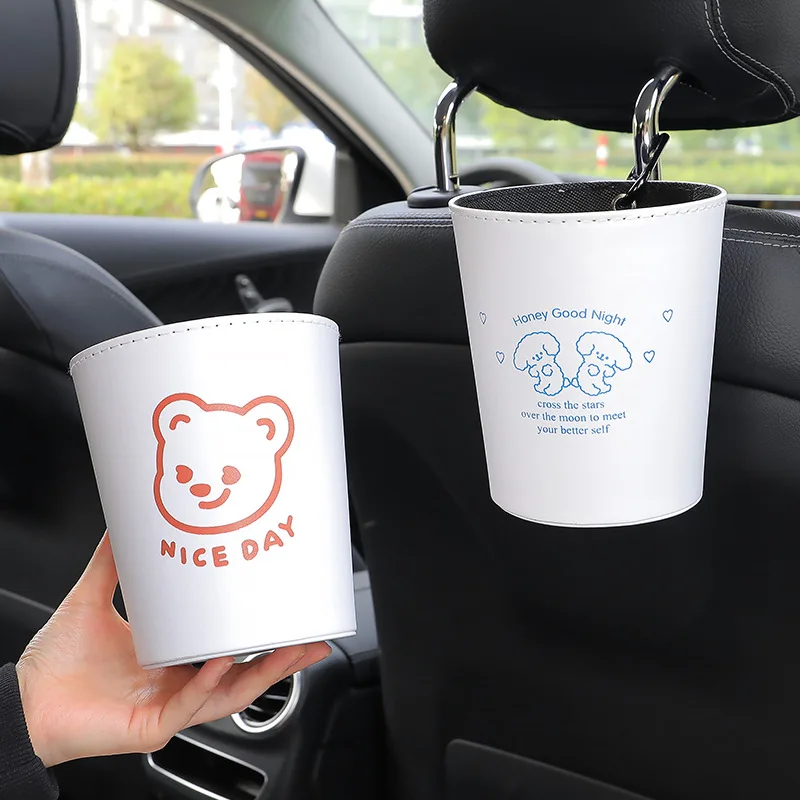 Car Storage Mini-hanging Small Trash Can Built-in Box Multi-function Rear Storage Bucket Portable Car  Car Assessoires Car Trash