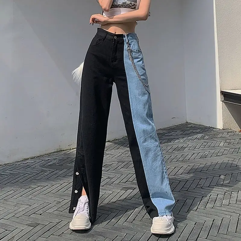 

2023 New Vintage Jeans Woman Long Trousers Cowboy Female Loose Streetwear High Waist Women Jeans Split Clothes Wide Leg Jeans