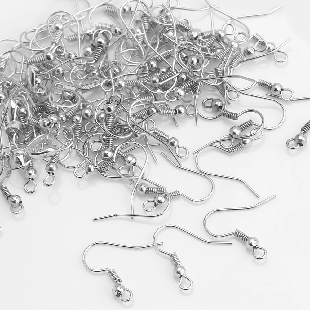 50Pcs 18x20mm Silver Plated Hypoallergenic Earring Hooks Clasps For DIY Jewelry Making Alloy Hook Hanging Earrings Accessories