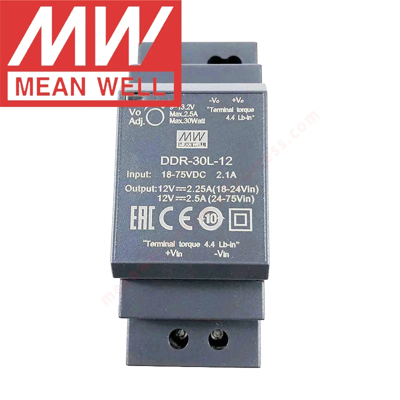 

Original Mean Well DDR-30L-24 Din Rail Type DC-DC Converter meanwell 24V/1.25A/30W DC to DC Power Supply 18-75Vdc input