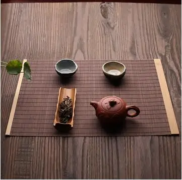 2021New Natural Bamboo Table Mat Tea Dining Hot Insulated Table Runner Japanese Style Natural Woven Placemat Coaster Cup Pad