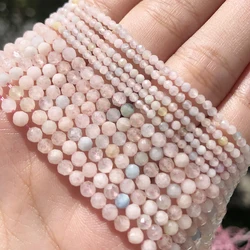 AA Natural Colorful Morganite Stone Beads Micro Faceted Small Round Loose Beads for DIY Jewelry Making Bracelet Beads Supplies