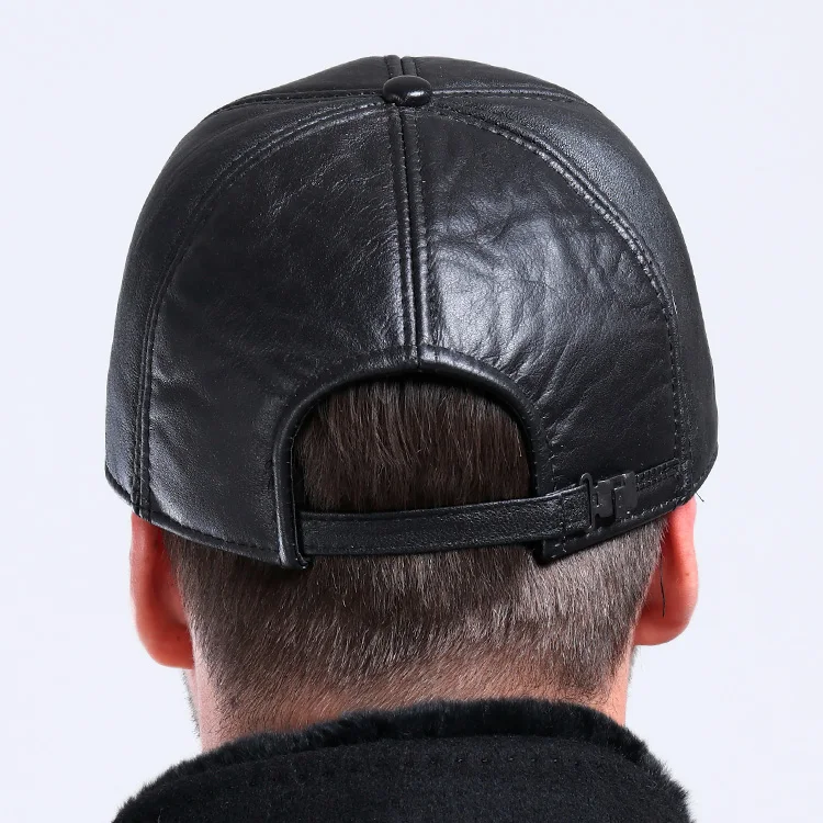 Hot selling gorras hombre snapback 2020 new winter Sheepskin hat genuine leather warm adjustable baseball cap for man caps