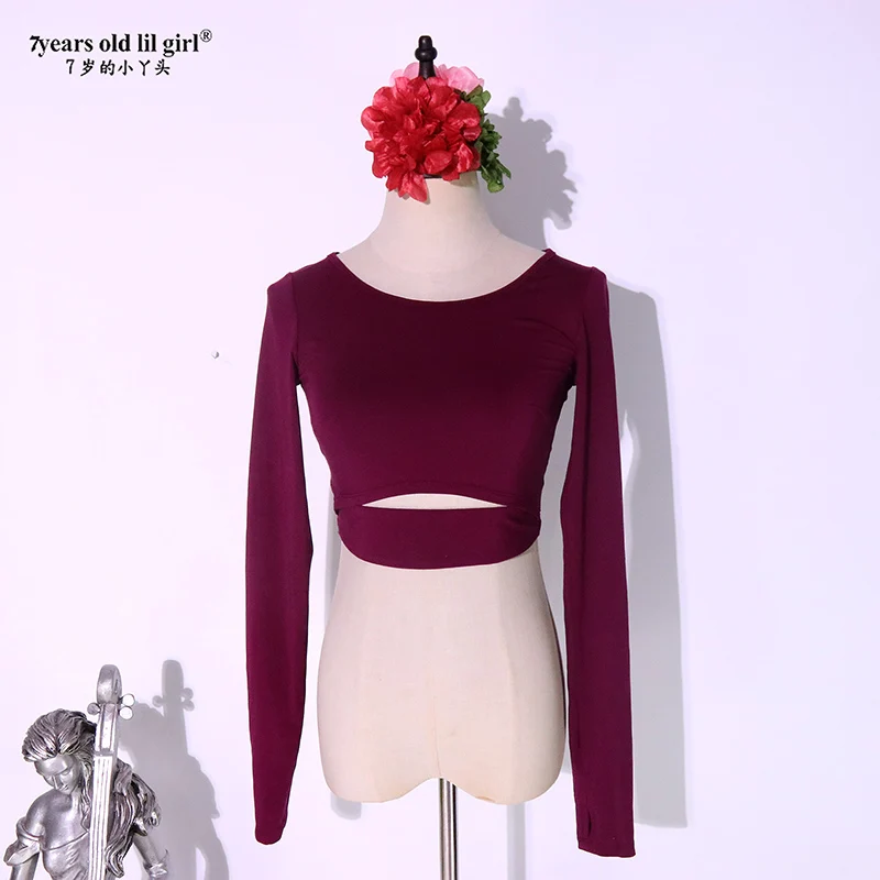 7yearsoldlilgirl barriga dança topo 2021 outono/inverno feminino novo modal rayon ghhh14