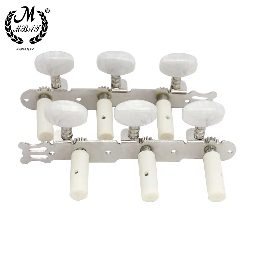 M MBAT Stimmwirbel für Gitarrensaiten, 1 Paar Säulen, weißer Gitarrenknopf für klassische Gitarre, Instrumententeile, Zubehör Y-04 – Detail 6