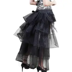 Sexy Long Tail Expansion Ball Lace Gown Court Saias Stage Performance Mesh Tulle Skirt Trailing Pleated Tutu Jupe Faldas Skirts