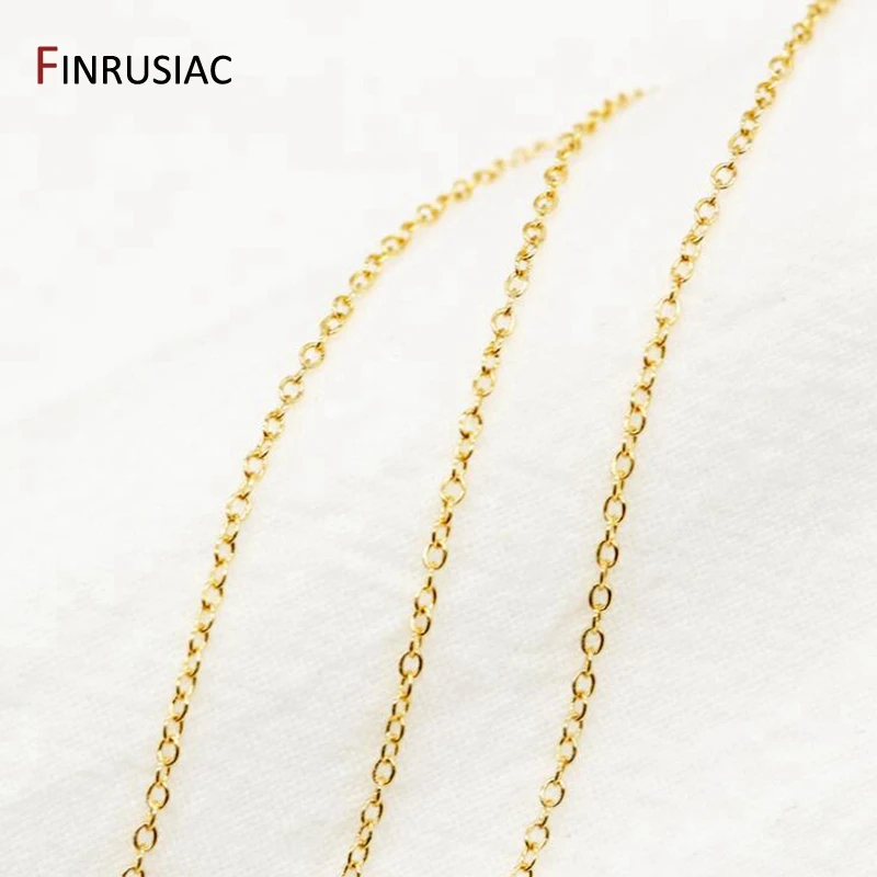 Corrente banhada a ouro 14k, para fazer joias, corrente fina 1.2mm 1.6mm, artesanal, várias cores