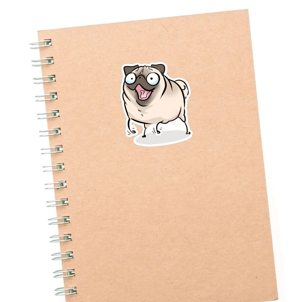 S40806# Various Sizes Funny Self-adhesive Decal White Pug Car Sticker Waterproof Auto Decors on Bumper Rear Window 5