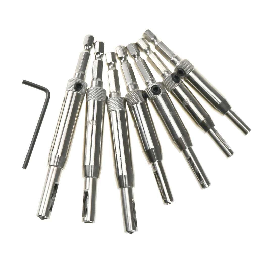 

5/64"- 1/4" Door Self Centering Hinge Tapper Core Drill Bit Set Center Drill Bits Hole Puncher Woodworking Tools