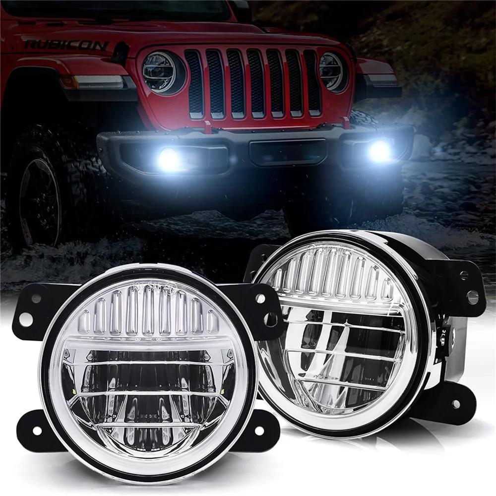 

4Inch LED Passing Fog Lights Round For Jeep Wrangler JK TJ LJ Grand Cherokee lada 20W Smile Design Off Road Light Car Accessory