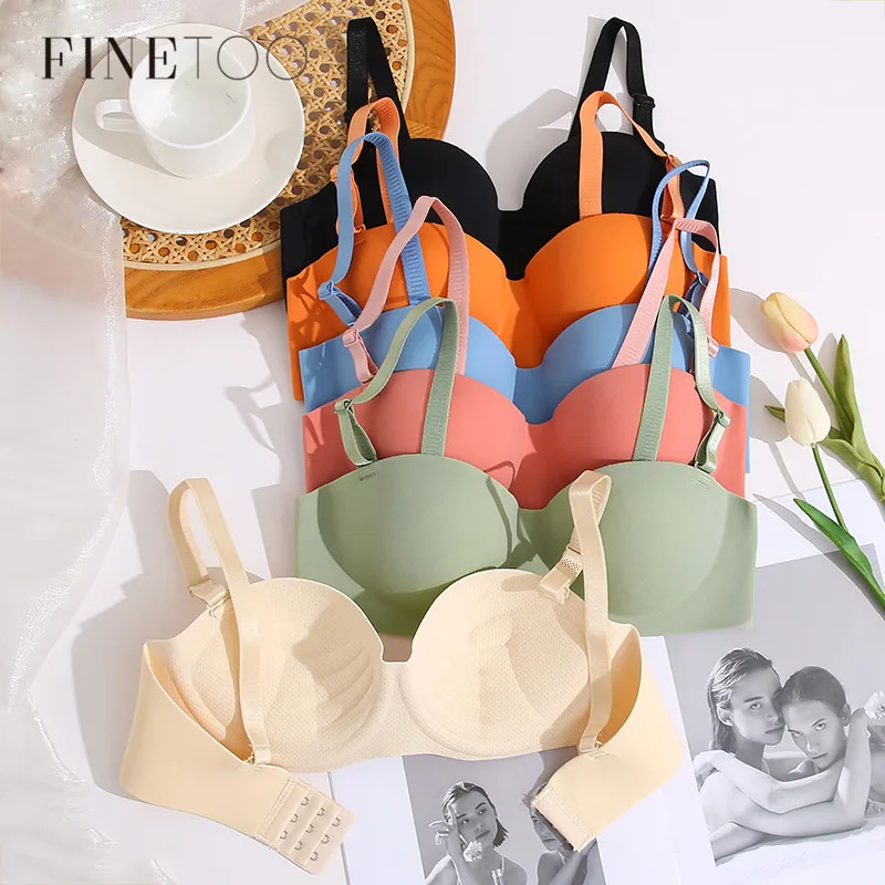 FINETOO 1/2 Cup Women Bra Sexy Push Up Bras Soft Wireless Bralette Solid Color Bra A B Cup Seamless Underwear Female Lingerie