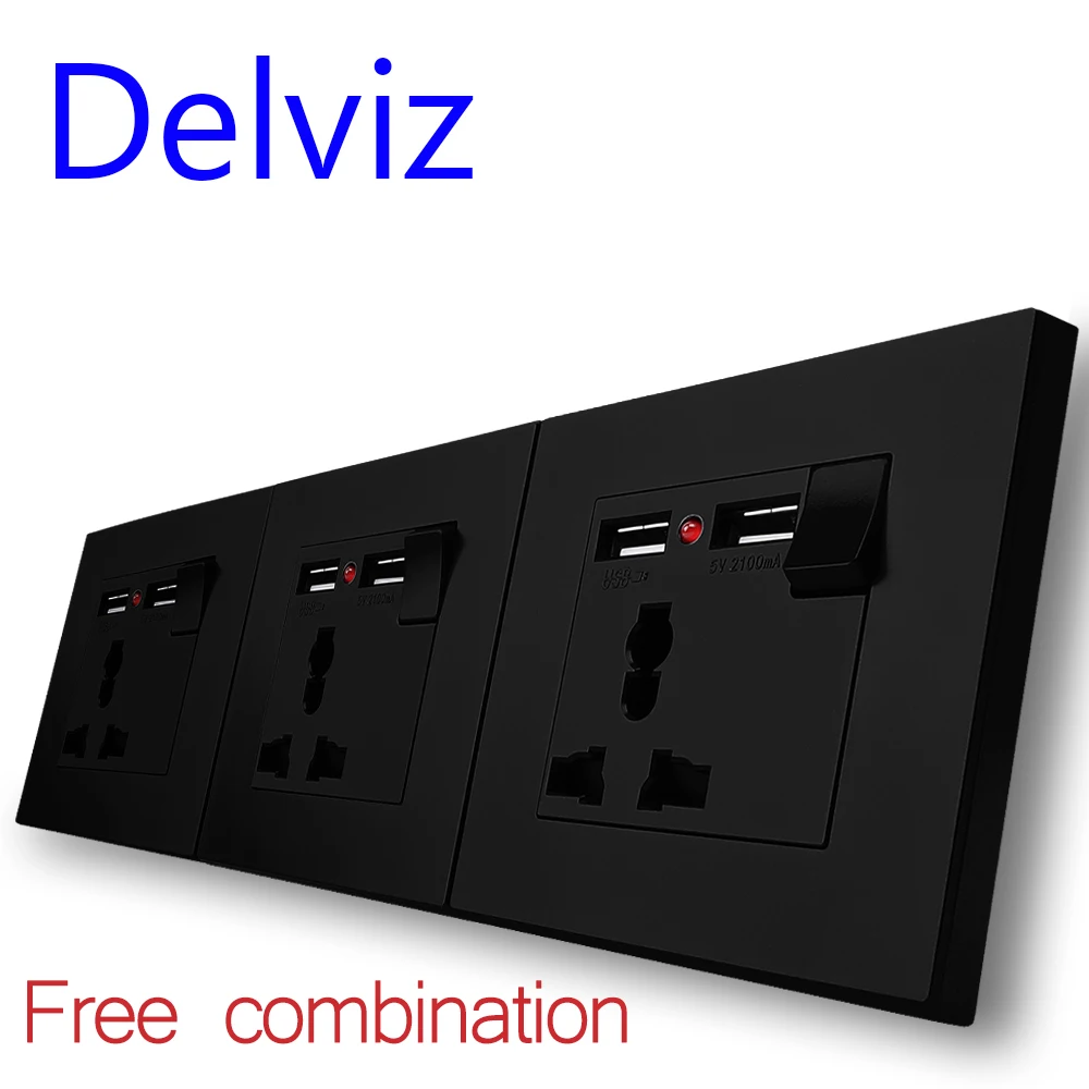 Delviz New EU Standard Power Socket, Outlet Panel, Triple Wall Power Outlet Without Plug,Free combination panel, wall usb socket