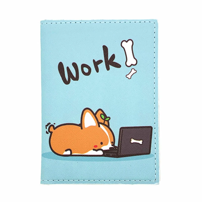 Cute  Corgi Dog Men Women Travel Accessories Passport Holder PU Leather Travel Passport Cover Case High Quality Card ID Holders