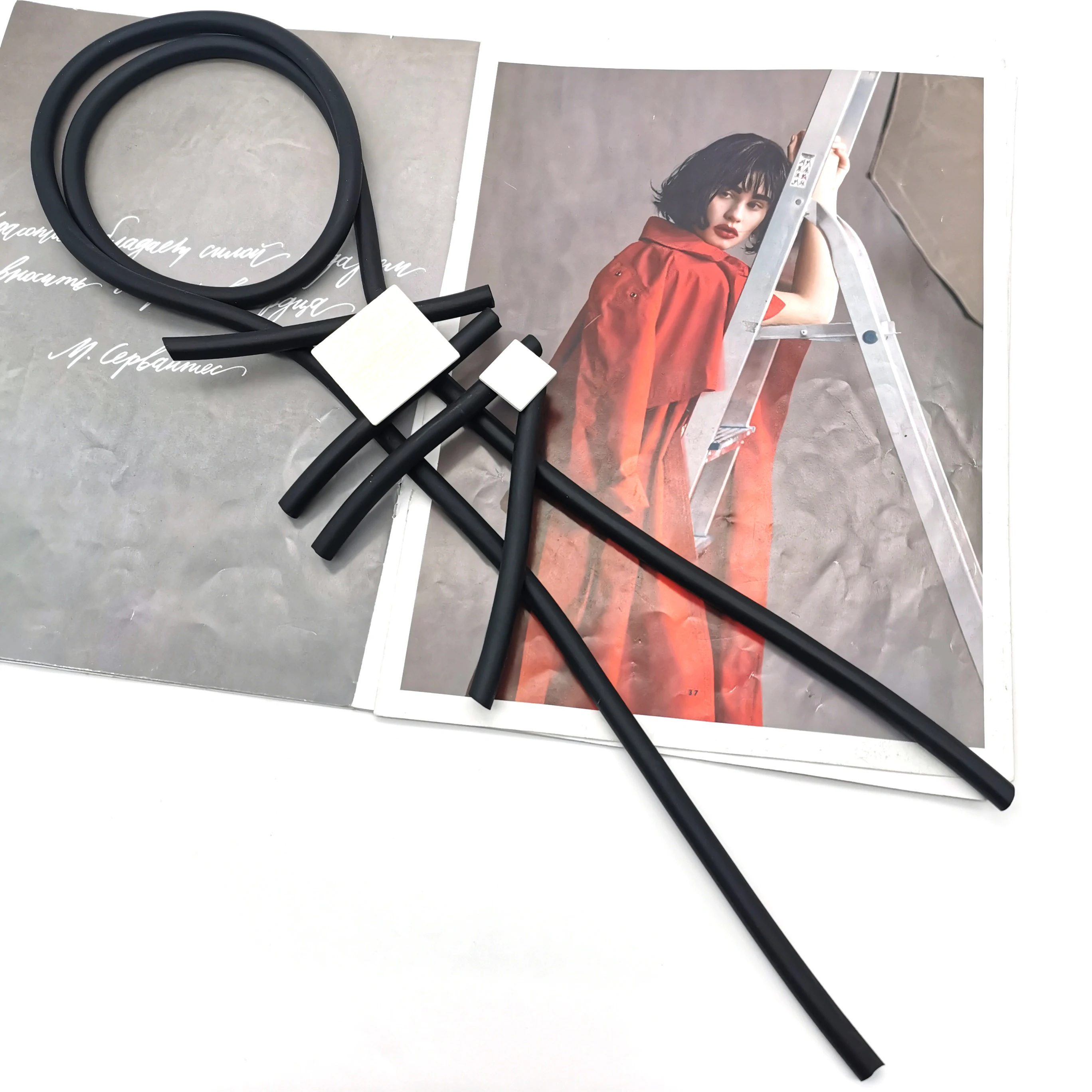 UKEBAY New Long Statement Necklaces For Women Rubber Jewelry Square Wood Accessories Ethnic Clothes Chain Party Pendant Necklace