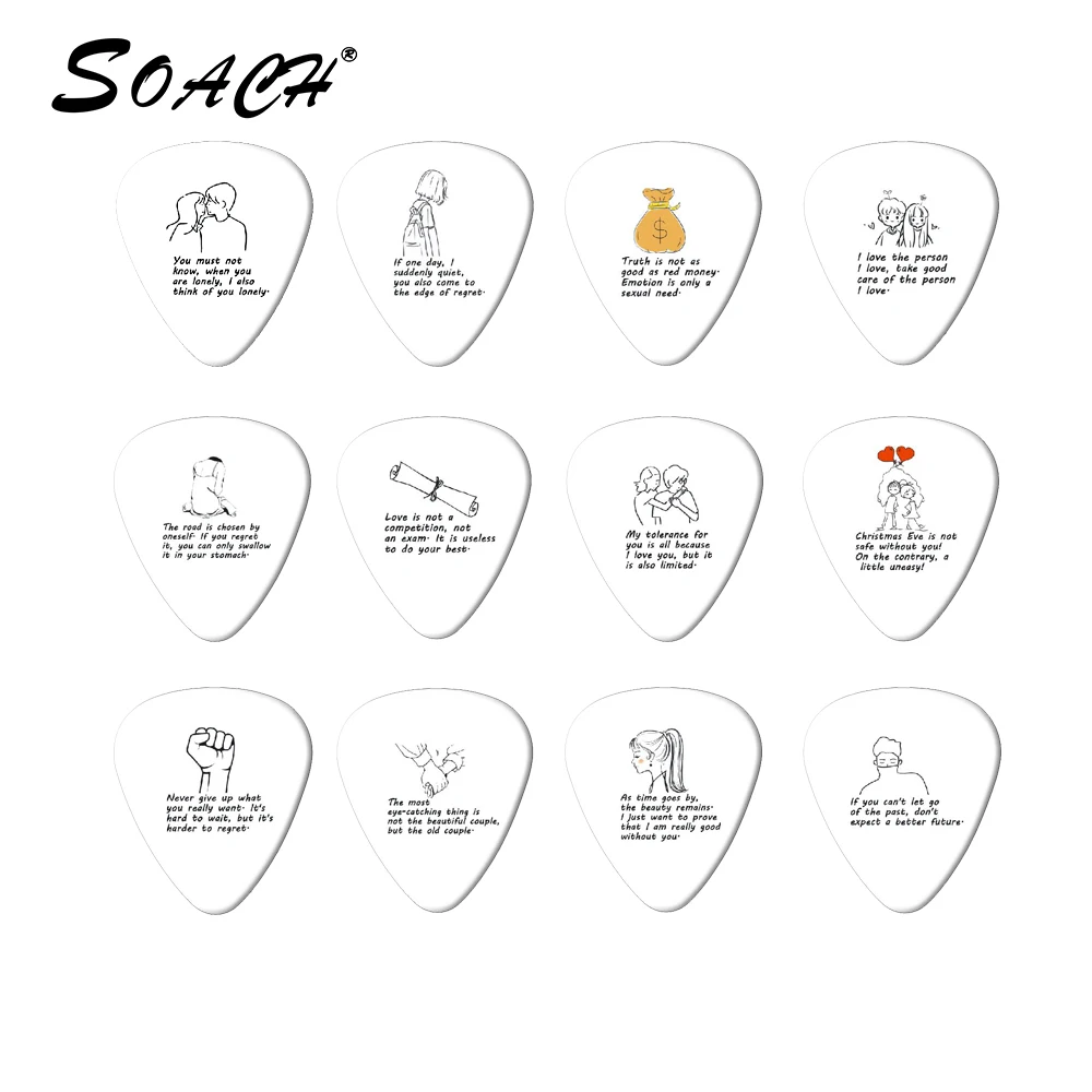 SOACH 10PCS 0.71mm 1.0 high quality guitar picks two side pick instruments proverb earrings DIY Mix pick guitar accessories