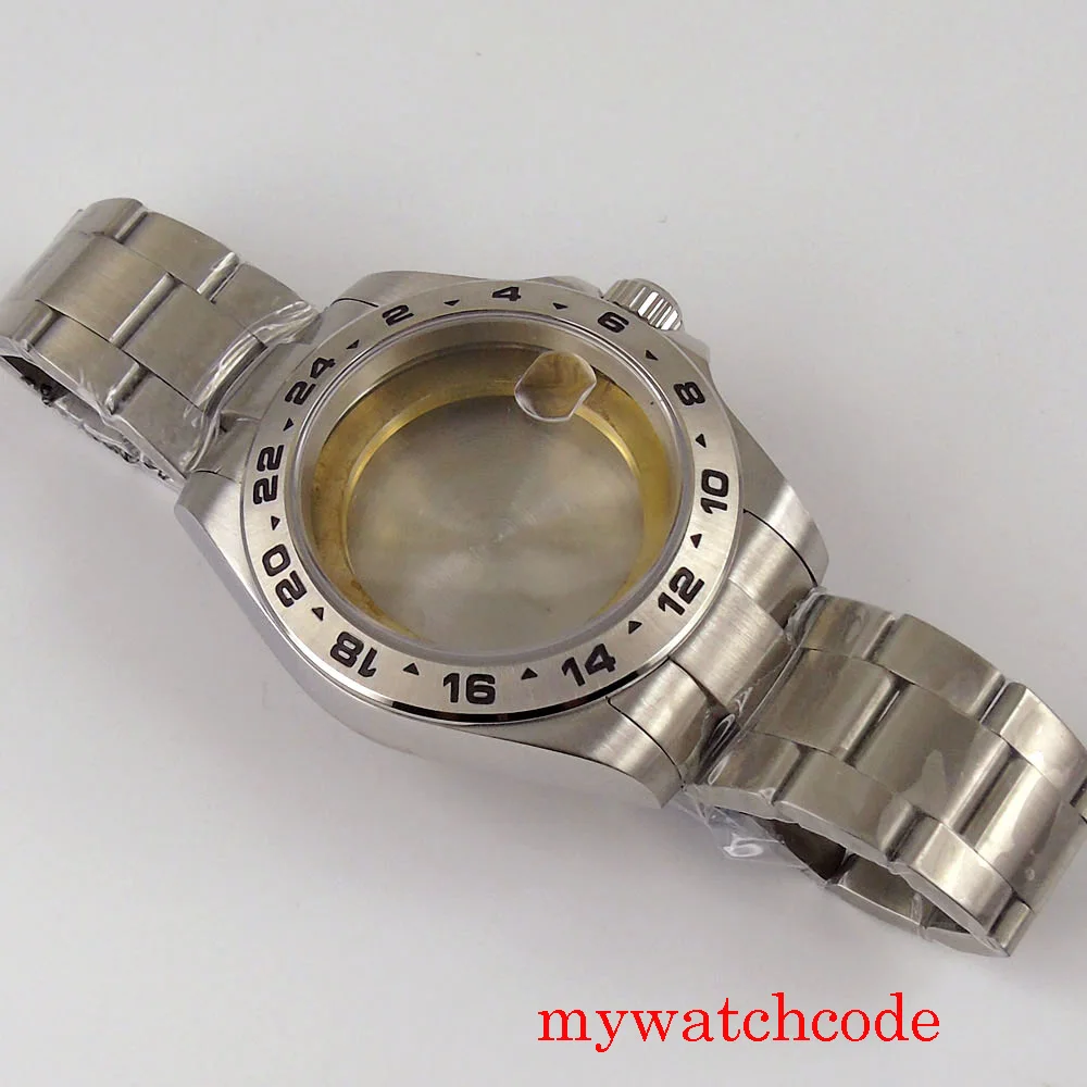 43mm BLIGER Stainless Steel Watch Case Steel Strap Fit 21 Jewels MIYOTA 8215 ETA 2836 Automatic Movement Sapphire Crystal