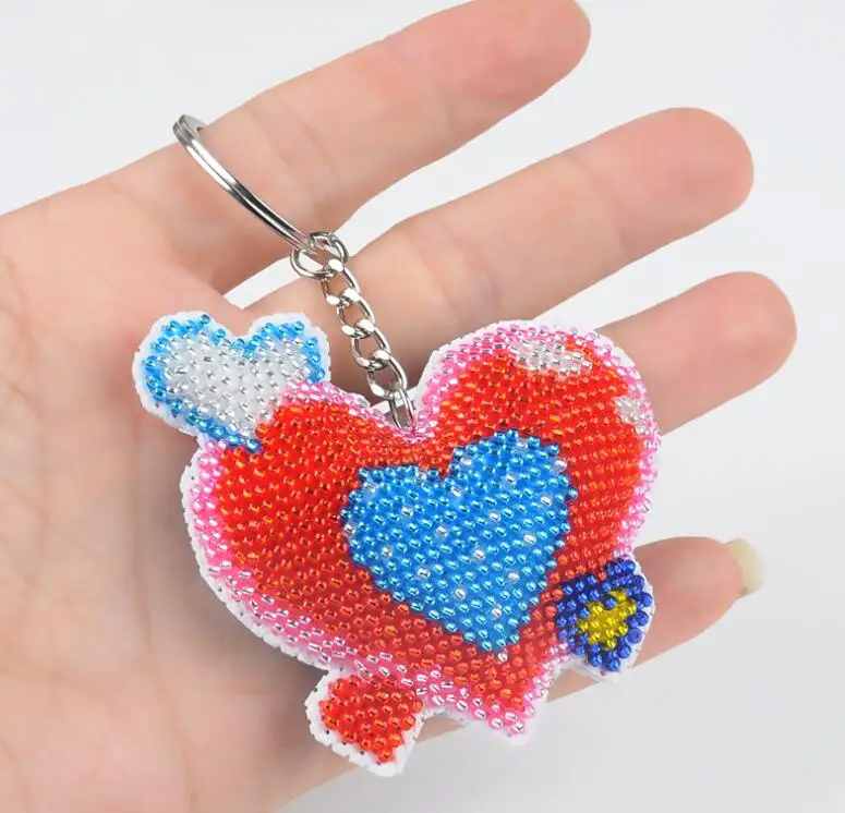 Cartoon bead cross stitch kit animal printed stamped 14ct plastic canvas DIY handmade craft needlework Keychain phone plug