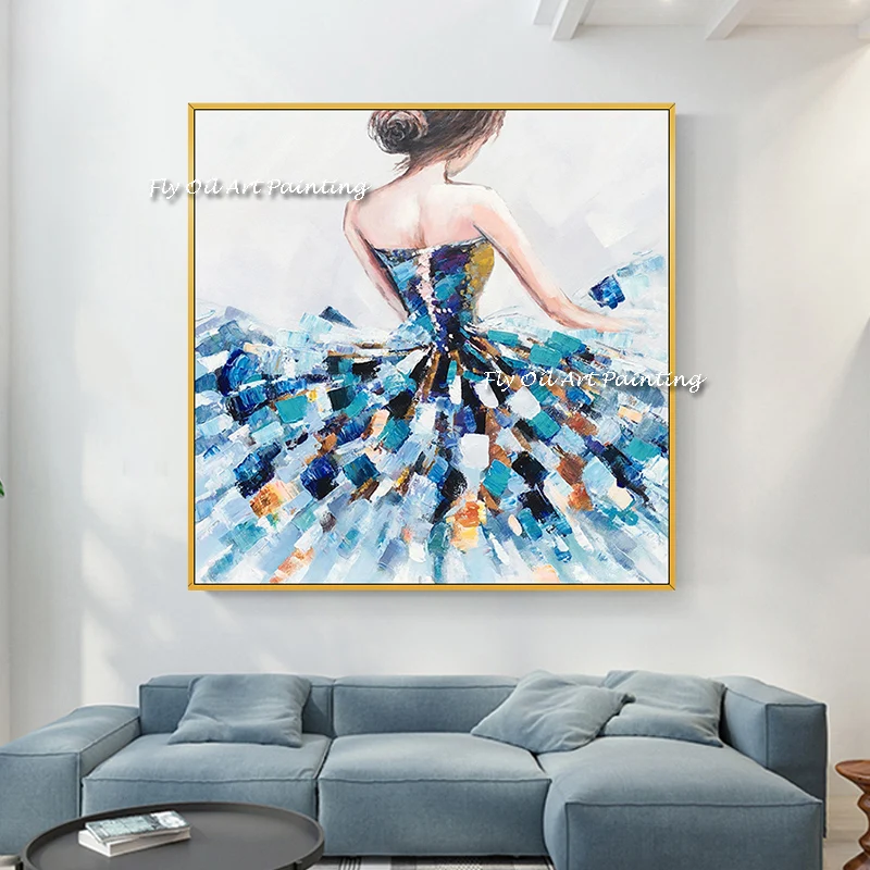 Handmade Elegant Lady  Girl Magic Flowers Imagine Fantasy Oil Painting abstract wall art handmade Picture For Bedroom Decor