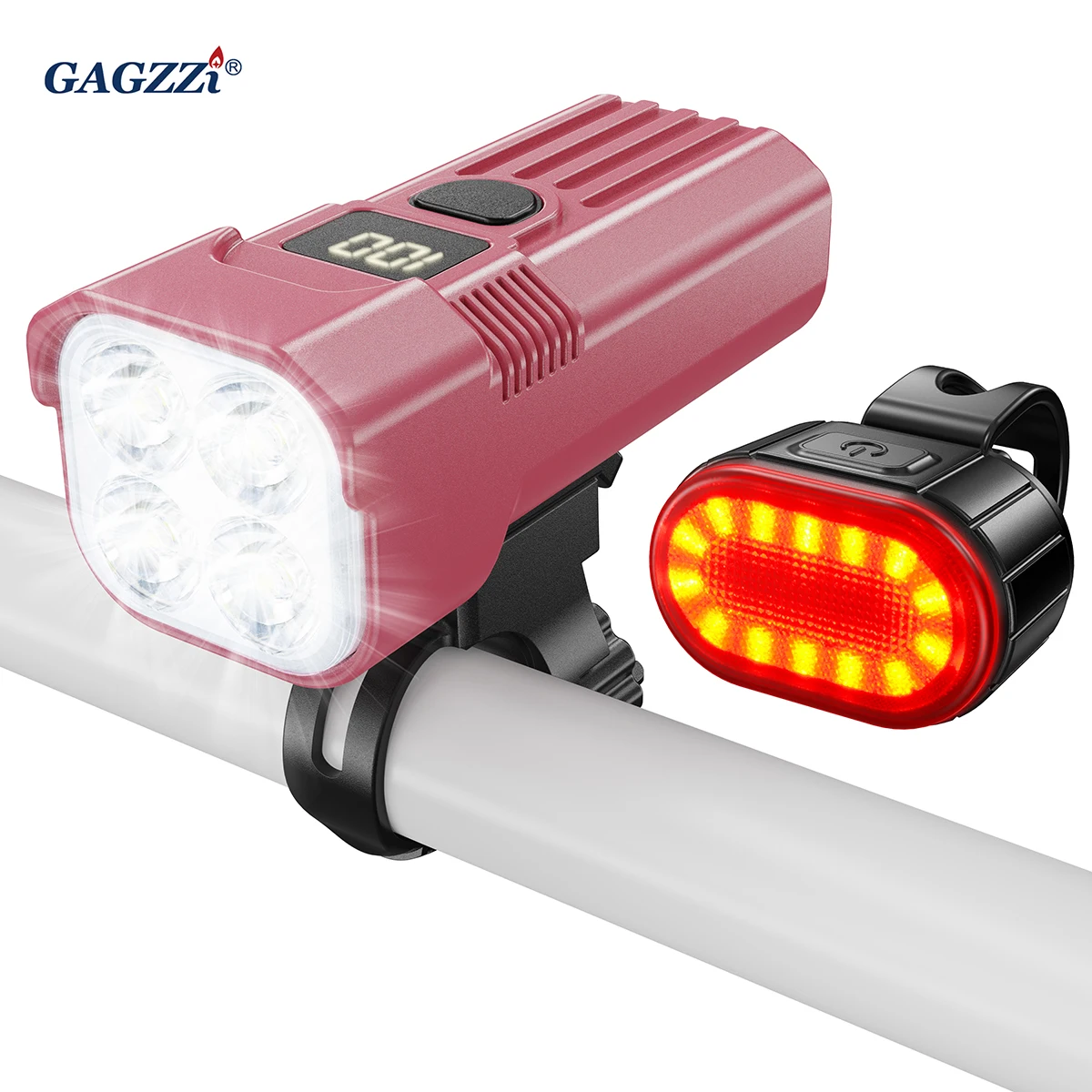

GAGZZI Bicycle Light 2000 Lumen Waterproof Headlight Rear Taillight Set LED Night Riding Safety Alarm Lamp Bike Light