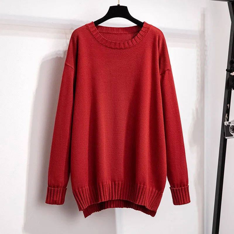 170Kg Plus Size Bust 160cm Spring Autumn Loose Pullover Fashion Round Neck Long Sleeve Knitted Sweater 6XL 7XL 8XL 9XL 10XL