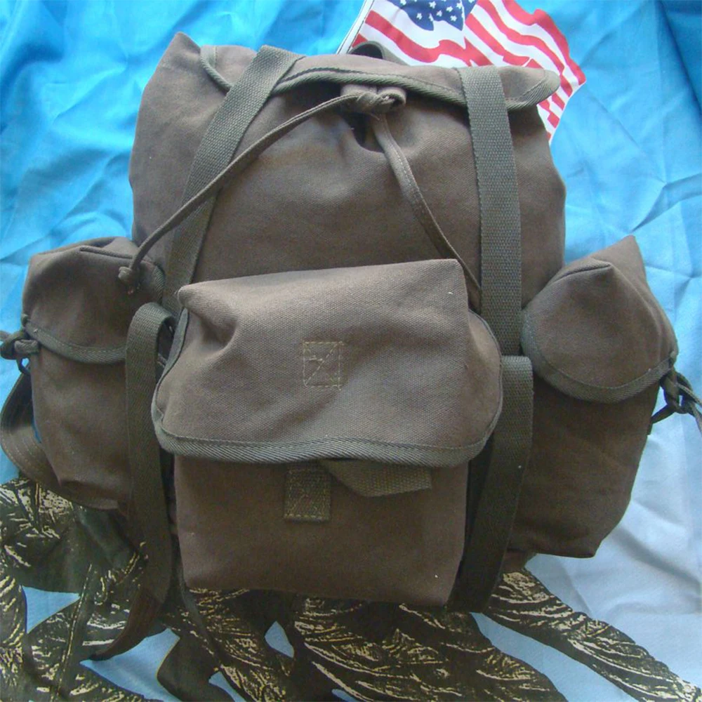 US Army M14 Haversack Backpack Military Knapsack Outdoor Travel Canvas Bag Green Khaki