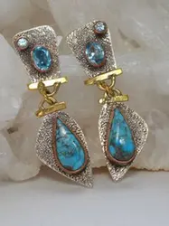 Vintage Tibetan Silver Turquoises Drop Earings Blue Stone Blue Dangle Earrings for Women Boho Brincos Statement Jewelry