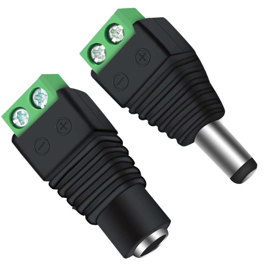DC Connector Female Male 2.1mm*5.5mm Electric Cable Connector For CCTV Security Camera LED Light Strip Connection