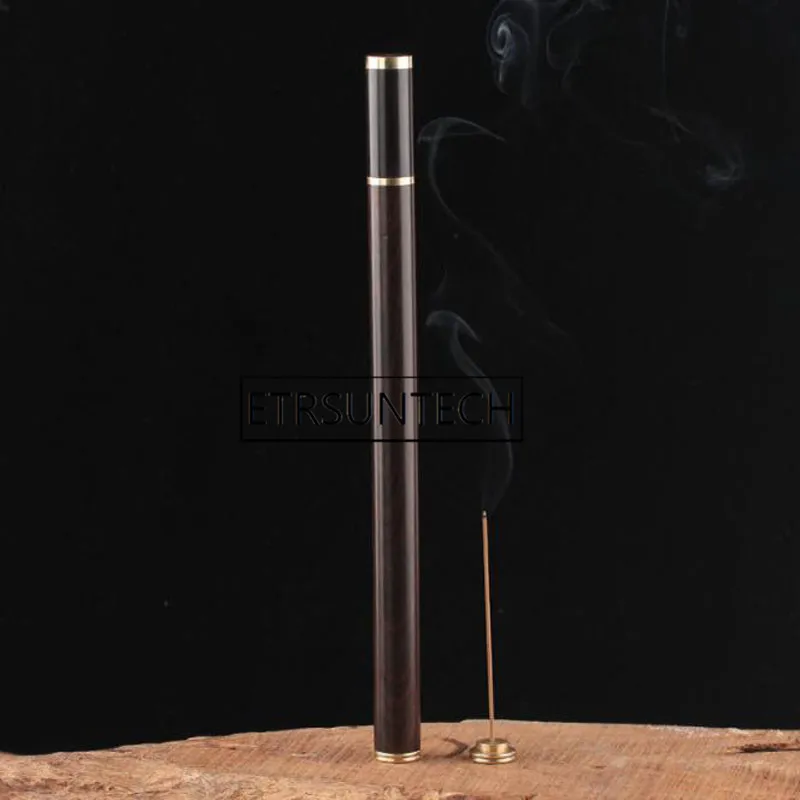 30pcs Stick Incense Ebony Wood Storage Tube With Burner Wooden Joss Sticks Barrel Storage Box