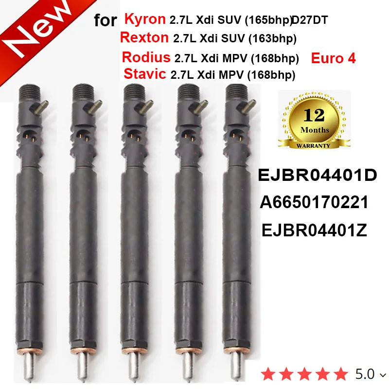 

5PC /lot Diesel Fuel Injector EJBR04401D Nozzle A6650170221 6650170221 FOR SSANGYONG Kyron Rexton Rodius Stavic Euro4