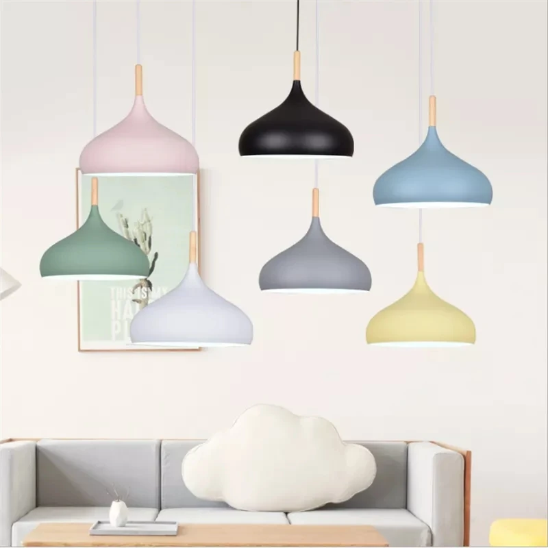 Nordic Modern E27 LED Pendant Lights Creativity Macaron Color Chandelier Indoor Home Restaurant Bedroom Bedside Living Room Bar